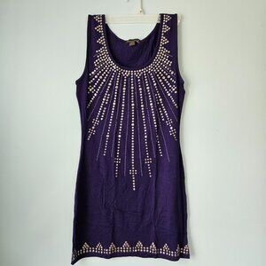 Twenty One - Knit Top/Tunic Dark Purple, metal sequins - Petit S